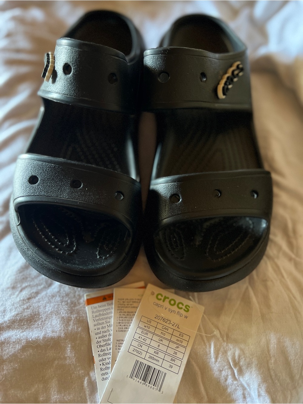 CROCS Black Kids' Double-Strap Sandals